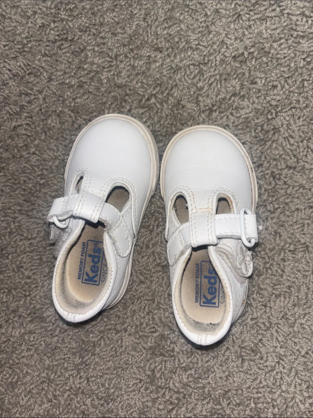 Keds White Girls' T-Strap Mary Jane Baby Shoes